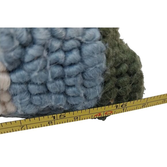 Hand-Hooked Daisy Pillow Floral Blue Green 16.5" Square Throw - Picture 5 of 6